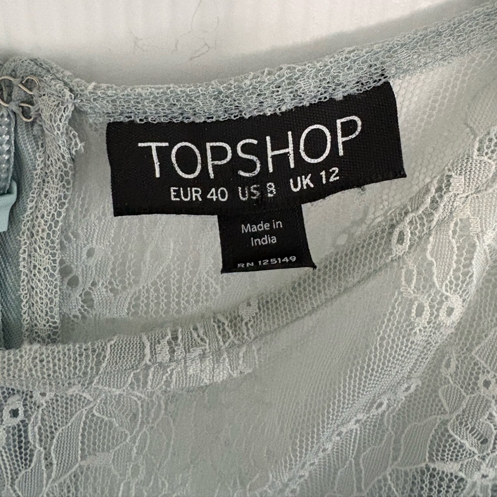 Topshop Light Blue Dobby Lace Skater Dress - Picture 7 of 11
